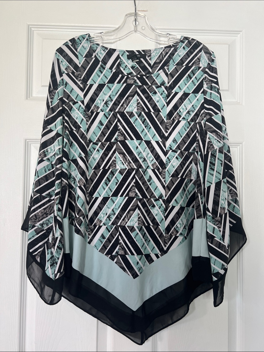 Alfani Mint, Black & White Geometric Poncho